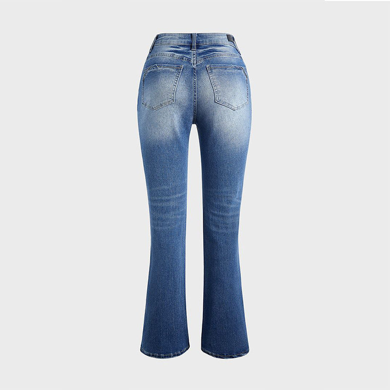 Damen Bootcut Jeans im lässigen Vintage-Stil mit hohem Bund und moderner Waschung R&B