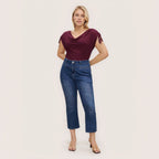 Damen elegantes Oberteil mit lässigem Drapierung und seitlichen BindR&Bändern R&B