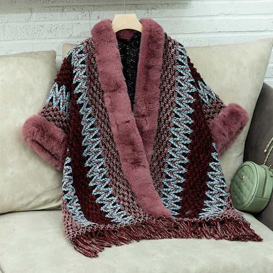 Damen Kuschelige Strickjacke mit luxuriösem Kunstfellbesatz R&B