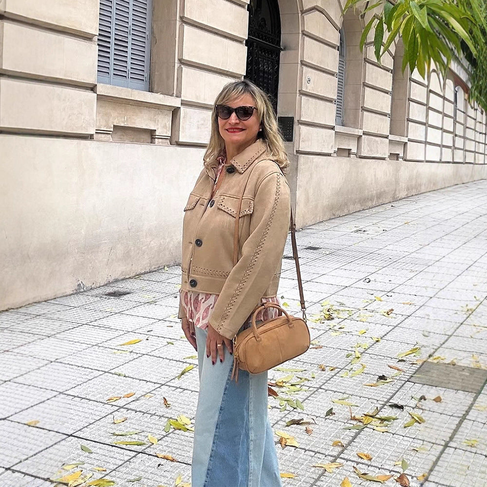 Damen lässige Jacke mit dekorativen Nähten R&B