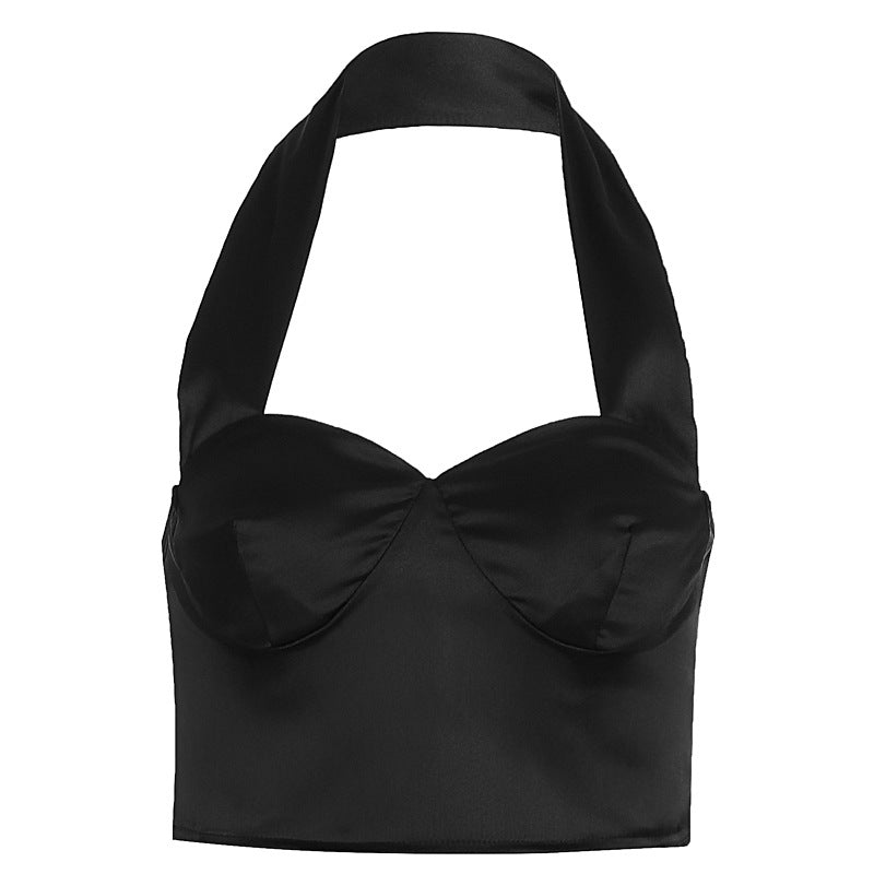 Damen Stylisches Cropped Top mit Halterhals und Bügeln R&B