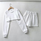 Damen lässiges Crop-Top und Shorts Set