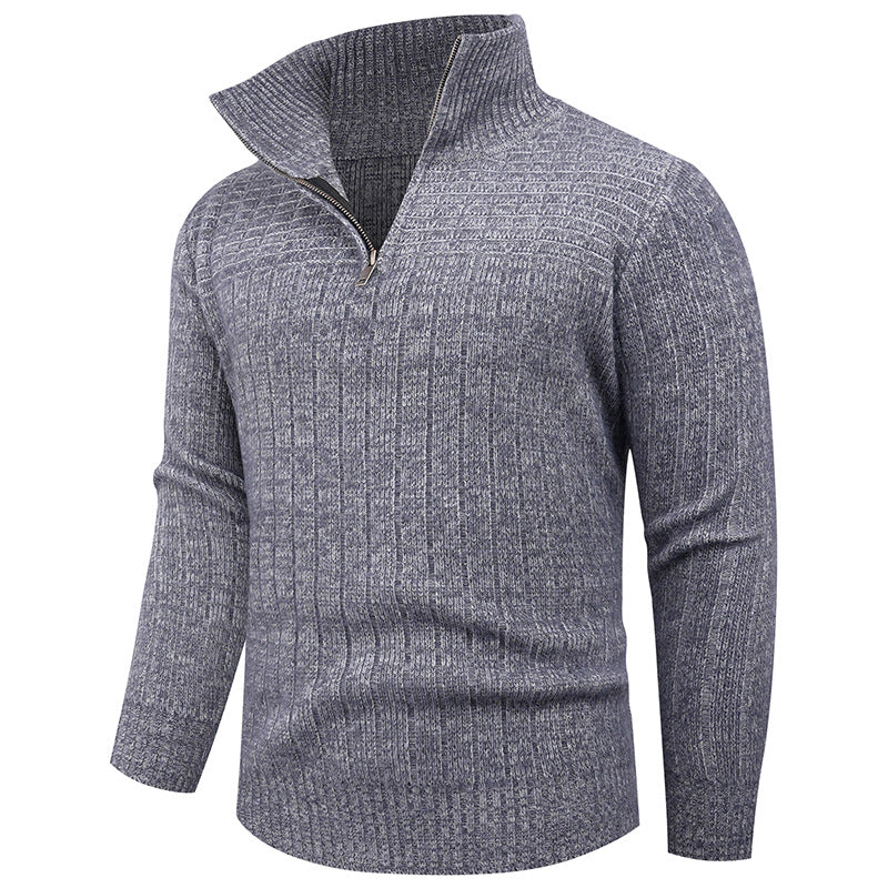 Herren Strickpullover mit modernem Zipper und strukturiertem Design