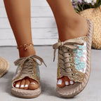 Damen Glitzernde und luftige Schnürsandalen R&B