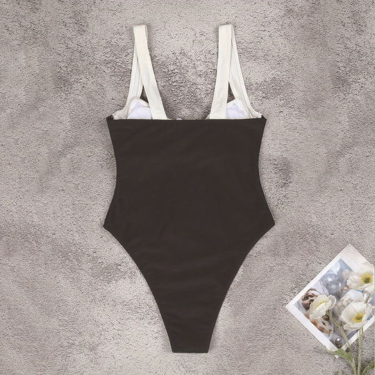 Damen Eleganter Hochgeschnittener Einteiler-Badeanzug R&B
