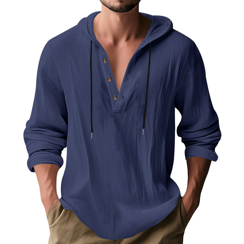 Herren nan lässiges Kapuzenshirt mit Knopfleiste und schmaler Passform R&B