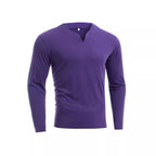 Herren nan Langarmshirt mit V-Ausschnitt Slim Fit Baumwollmix und elastischem Komfortbund R&B