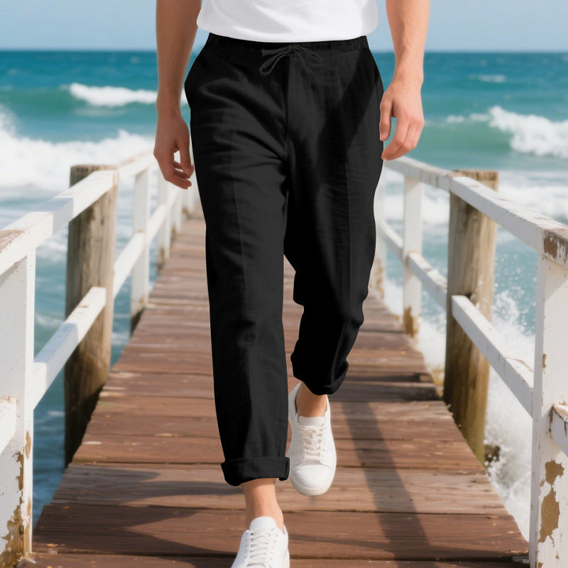 Herren bequeme Strandhose mit elastischem Bund und verstellbarem Kordelzug R&B