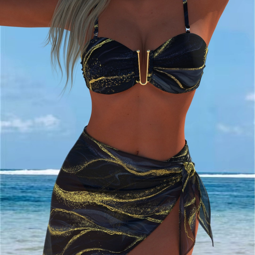 Damen Bikini-Set mit elegantem Balconette-Oberteil und modischem Wickelrock R&B