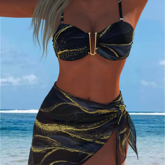Damen Bikini-Set mit elegantem Balconette-Oberteil und modischem Wickelrock R&B