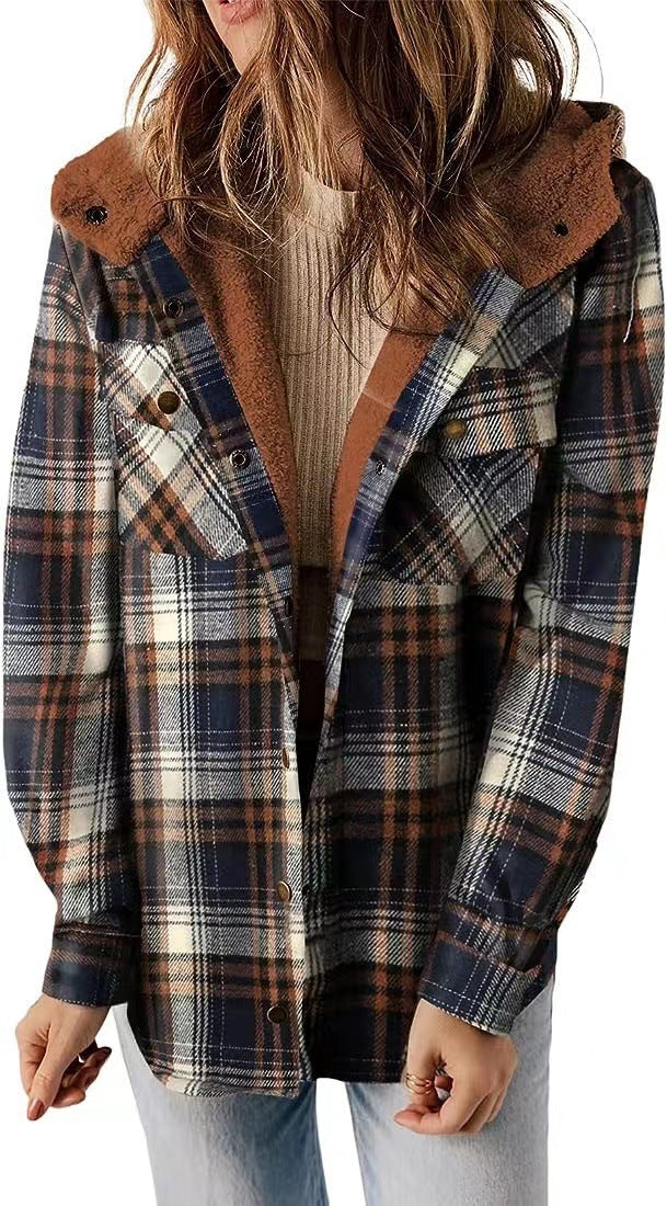 Damen Karierter Flanell-Jacke mit kuscheligem Innenfutter R&B