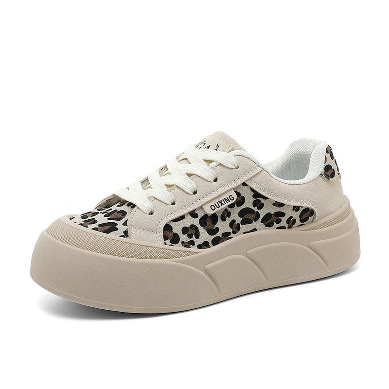 Damen Chunky Sneakers mit Leopardenmuster und bequemer Sohle R&B