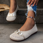 Damen Elegante und atmungsaktive Ballerinas mit floraler Verzierung
