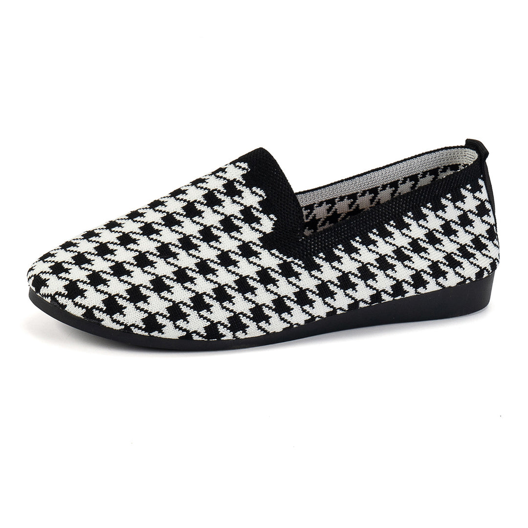 Damen Komfortable Slip-On Mokassins mit trendigem Hahnentrittmuster R&B