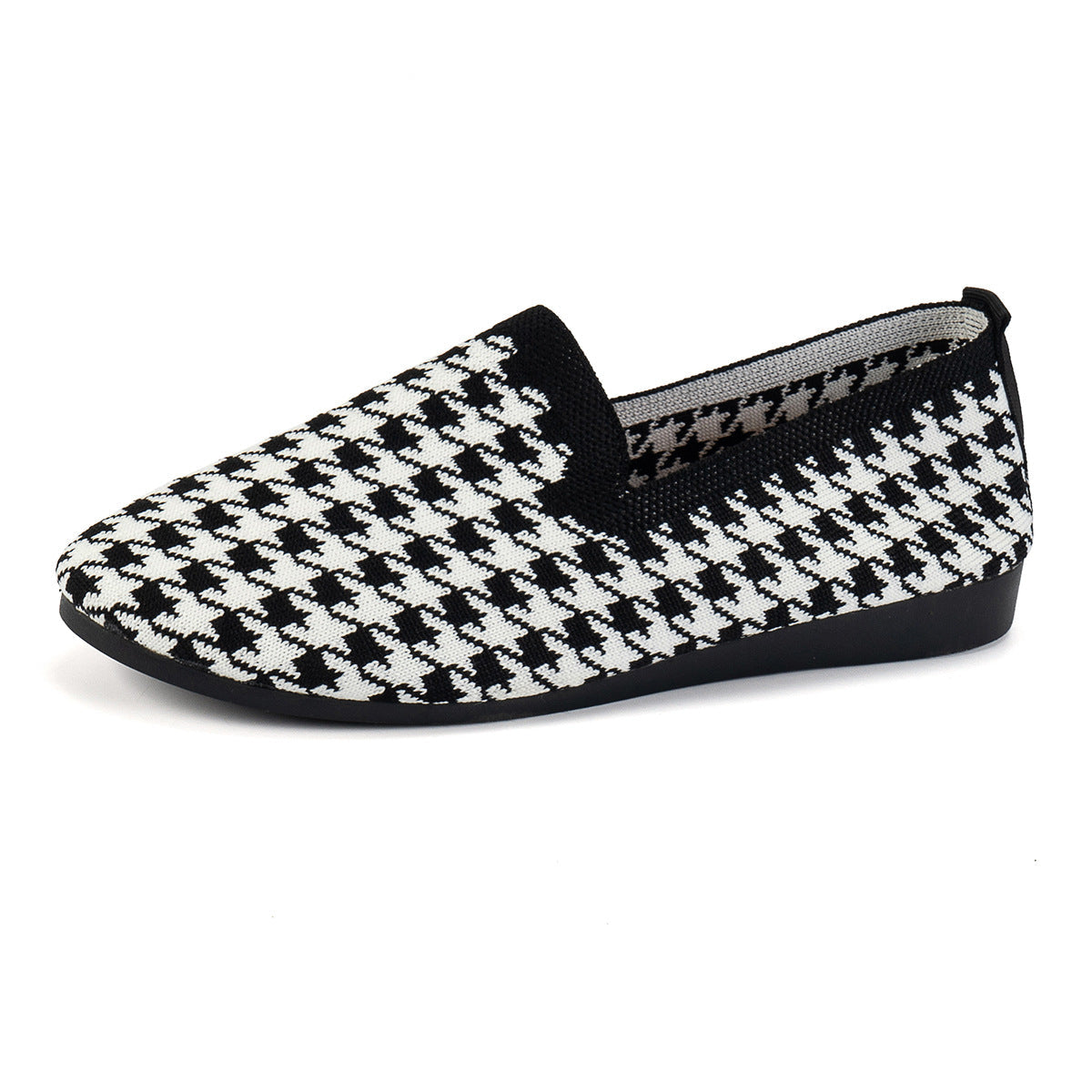 Damen Komfortable Slip-On Mokassins mit trendigem Hahnentrittmuster R&B