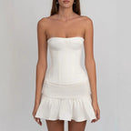 Damen figurbetontes Korsettkleid mit Rüschensaum