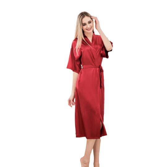 Damen luxuriöser Satin-Bademantel R&B
