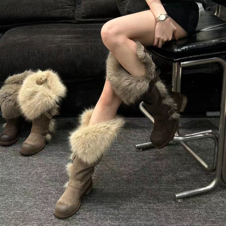 Damen Winterstiefel mit luxuriösem Kunstfellkragen und strapazierfähiger Sohle R&B