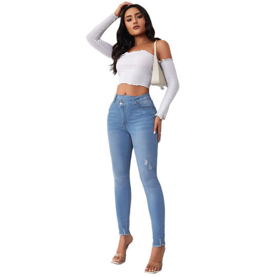 Damen Skinny Jeans mit modischen Destroyed-Details R&B