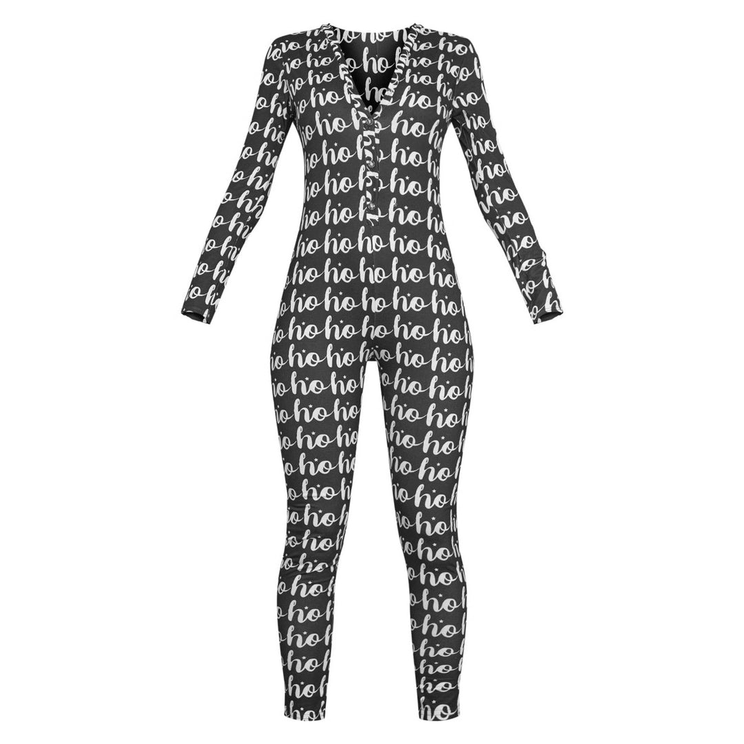 Damen Gemütlicher Jumpsuit mit Weihnachtsmotiv und langer Arm R&B