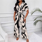 Damen Jumpsuit mit weiten Ärmeln und elegantem Gürtel R&B