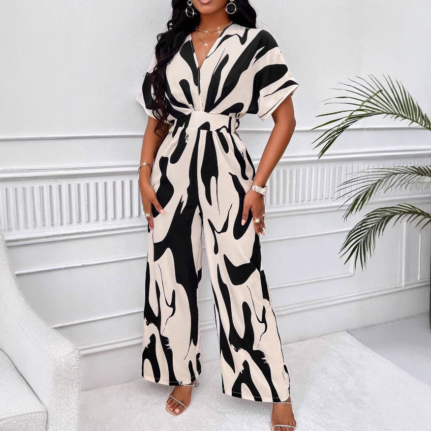 Damen Jumpsuit mit weiten Ärmeln und elegantem Gürtel R&B
