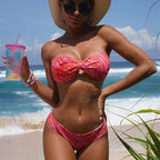 Damen Bandeau-Bikini mit modernem Leopardenmuster