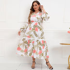 Damen Maxikleid mit botanical Druck und lässigem Schnitt R&B