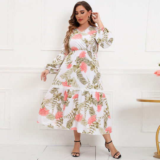 Damen Maxikleid mit botanical Druck und lässigem Schnitt R&B