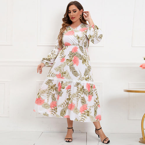 Damen Maxikleid mit botanical Druck und lässigem Schnitt R&B
