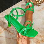 Damen modische Riemchen-Sandalen mit eleganten Schnallen und komfortablem Blockabsatz R&B
