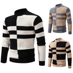 Herren moderner Rollkragenpullover mit strukturiertem Rippdesign