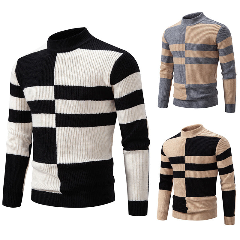 Herren moderner Rollkragenpullover mit strukturiertem Rippdesign