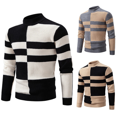 Herren moderner Rollkragenpullover mit strukturiertem Rippdesign R&B
