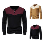 Herren Langarm-Henley-Shirt mit kontrastierenden Akzenten