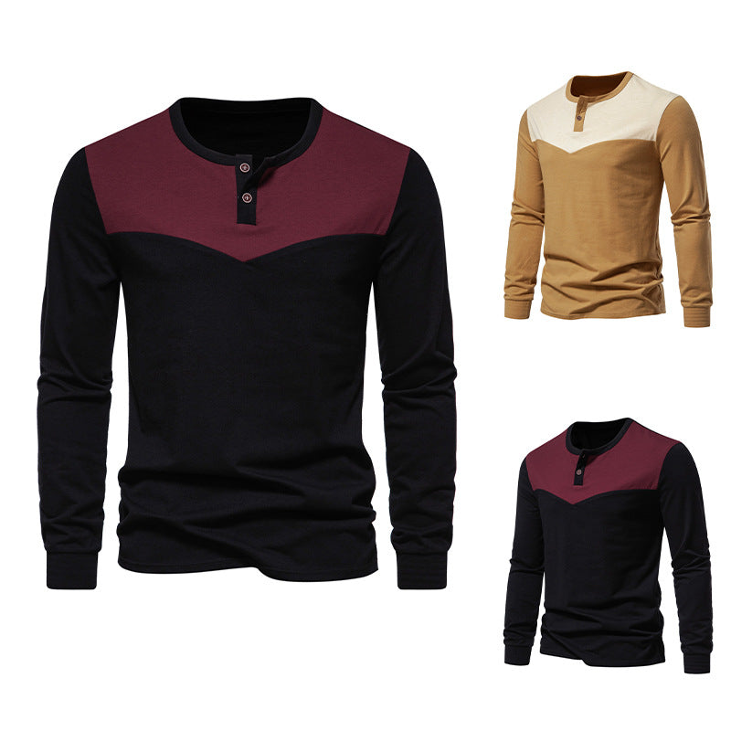 Herren Langarm-Henley-Shirt mit kontrastierenden Akzenten