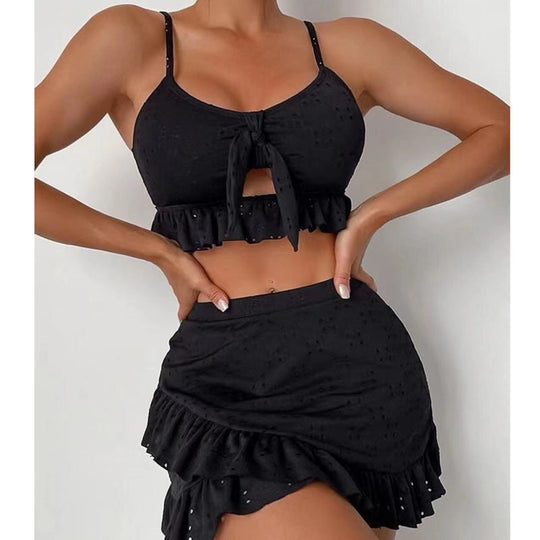 Damen Crop-Top und Rüschenshort Set R&B