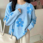 Damen Weicher Strickpullover mit strukturiertem Applikationsdesign