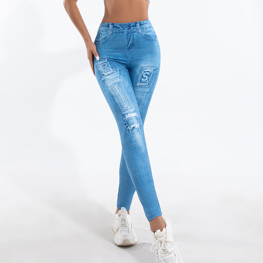 Damen Leggings mit verspielten Cut-Out-Details und dekorativen Bändern R&B