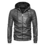 Herren Kunstlederjacke mit praktischem Kapuzen Design und sportiven Details