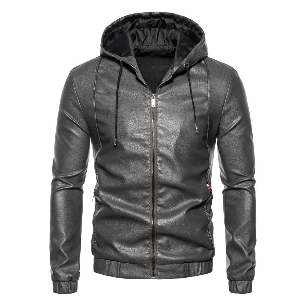 Herren Kunstlederjacke mit praktischem Kapuzen Design und sportiven Details