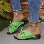 Damen modische Riemchensandalen mit luftiger Schnittführung und dekorativem Knoten R&B