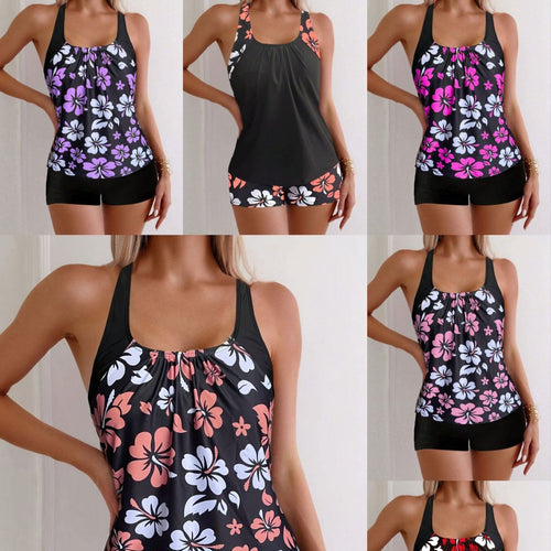 Damen Sportliches Tankini-Set mit floralen Akzenten R&B