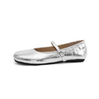 Damen Ballerinas mit schimmerndem Effekt und elegantem Riemen