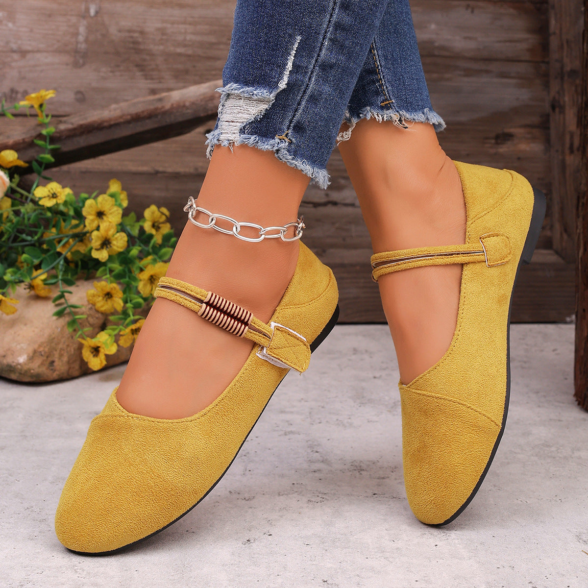 Damen Ballerinas mit verstellbarem Riemen R&B
