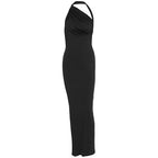 Damen Elegantes langes Wickelkleid mit schulterfreiem Design und gerafftem Oberteil R&B