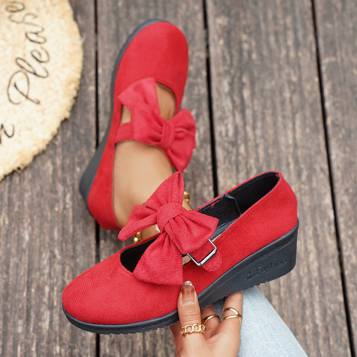 Damen Wedge-Sandalen mit dekorativem Schleifen-Detail R&B