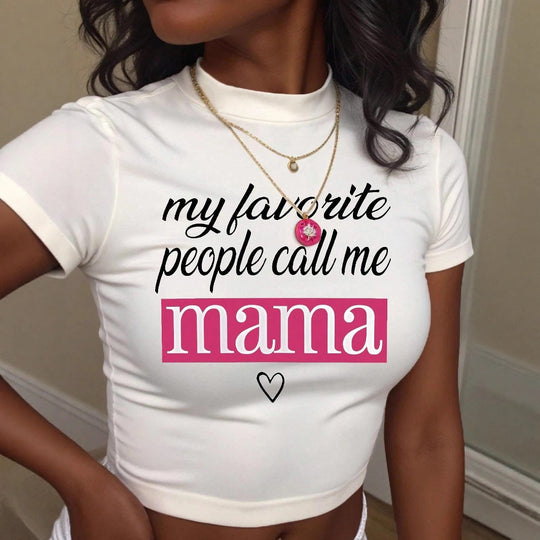 Damen Crop-Top mit auffälligem Statement-Druck R&B