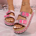 Damen Komfortable Zehentrenner-Sandalen mit Glitzer-Applikation und verstellbaren Riemchen R&B