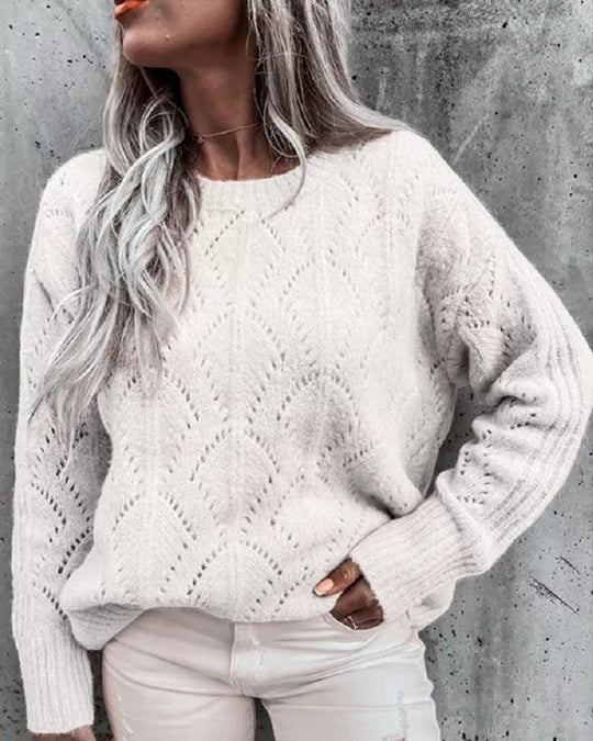 Damen Strickpullover mit feinem Lochmuster R&B